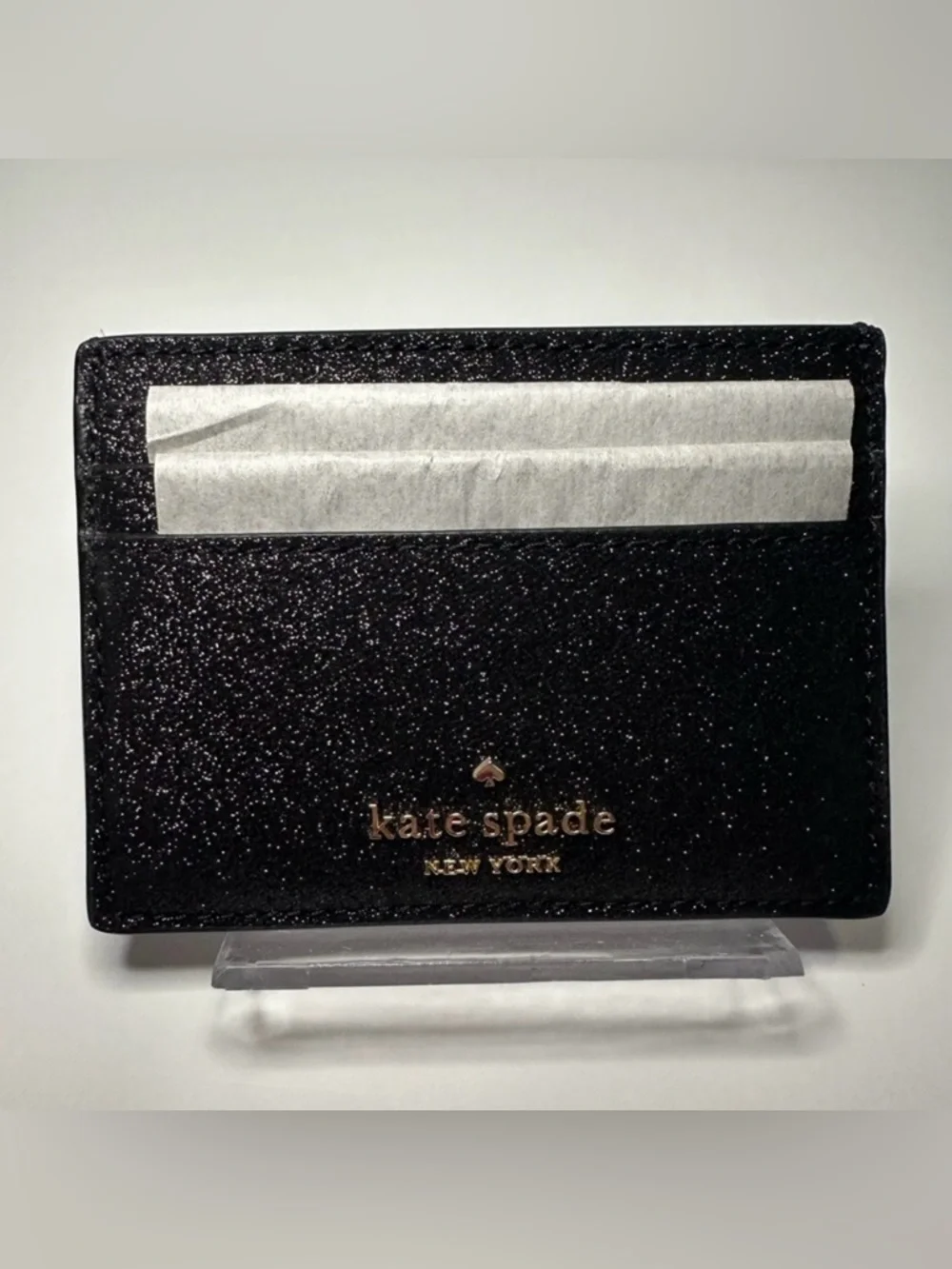 Kate Spade New Set - Black Glitter Tinsel Small Dome Crossbody Bag & Cardholder